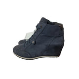 Geox Respira Women's Wedge Ankle Boots Black Suede Side Zip D4454A Size 5