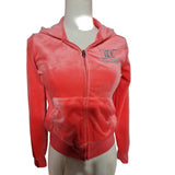 Juicy Couture Velour Tracksuit Set Girls Coral Pink Zip Hoodie & Bottoms Size 9/10