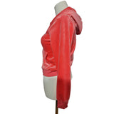 Juicy Couture Velour Tracksuit Set Girls Coral Pink Zip Hoodie & Bottoms Size 9/10