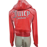 Juicy Couture Velour Tracksuit Set Girls Coral Pink Zip Hoodie & Bottoms Size 9/10