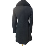 Lipsy London Womens Black Faux Fur Collar Military Button Winter Coat Size UK 8