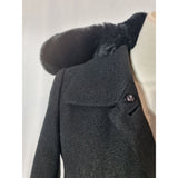 Lipsy London Womens Black Faux Fur Collar Military Button Winter Coat Size UK 8