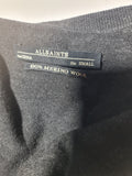 AllSaints Womens Cardigan 100% Merino Wool Black Size Small Jumper Knitwear Size 8