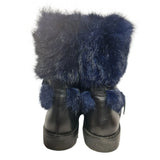 Marc By Marc Jacobs Blue Fur Leather Ankle Boots Bucle Straps Size 4.5