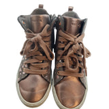 Geox Metallic Bronze Rose Gold High Top Boot Trainers Shoes Laced Size 1