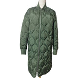Superdry Studios Womens Quilted Long Liner Jacket Coat Olive Khaki Size 8