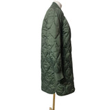 Superdry Studios Womens Quilted Long Liner Jacket Coat Olive Khaki Size 8
