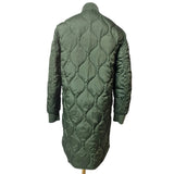 Superdry Studios Womens Quilted Long Liner Jacket Coat Olive Khaki Size 8