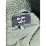 Superdry Studios Womens Quilted Long Liner Jacket Coat Olive Khaki Size 8