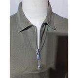 ARNE Mens Zip Neck Polo Shirt Short Sleeve Olive Khaki Green Casual Smart  Size XS