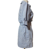 VITA GRACE Blue & White Striped Cotton Shirt Dress Size S