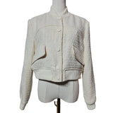River Island Women's Bouclé Tweed Bomber Jacket Size 8