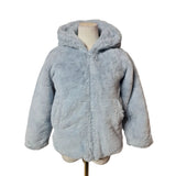 MNG Mango Girls Light Blue Faux Fur Zip Jacket Coat Age 10 Size 140cm