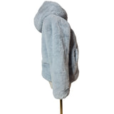 MNG Mango Girls Light Blue Faux Fur Zip Jacket Coat Age 10 Size 140cm