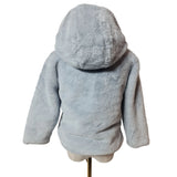 MNG Mango Girls Light Blue Faux Fur Zip Jacket Coat Age 10 Size 140cm