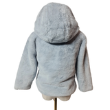 MNG Mango Girls Light Blue Faux Fur Zip Jacket Coat Age 10 Size 140cm