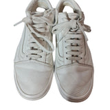 Vans Old Skool Mens Leather Trainers Skate Shoes White Gum Sole Size 7
