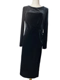 Monsoon Black Velvet Midi Dress Long Sleeve  Party Evening Size 16