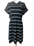 Fred Perry Striped T-Shirt Dress Womens Navy Blue Light Blue Yellow
Size 10