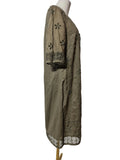 MONSOON Khaki Green Embroidered Tunic Midi Dress Size 14