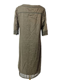 MONSOON Khaki Green Embroidered Tunic Midi Dress Size 14