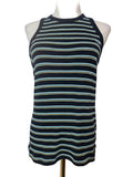 Fred Perry Womens Striped Knit Jumper Top Navy Light Blue Yellow Size 10