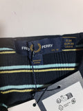 Fred Perry Womens Striped Knit Jumper Top Navy Light Blue Yellow Size 10
