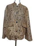 IVIVI Womens Gold Sequin Boucle Tweed Jacket Cropped Evening Party Blazer Size L