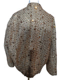 IVIVI Womens Gold Sequin Boucle Tweed Jacket Cropped Evening Party Blazer Size L