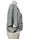 The Kooples Sport Grey Leopard Face Graphic Cropped Short Sleeve Sweatshirt Top Size 8
