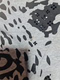 The Kooples Sport Grey Leopard Face Graphic Cropped Short Sleeve Sweatshirt Top Size 8