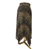 The Kooples Paris Leopard Print Pleated Asymmetric Midi Skirt Size S