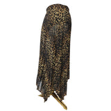 The Kooples Paris Leopard Print Pleated Asymmetric Midi Skirt Size S