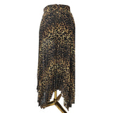 The Kooples Paris Leopard Print Pleated Asymmetric Midi Skirt Size S