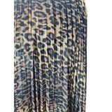 The Kooples Paris Leopard Print Pleated Asymmetric Midi Skirt Size S