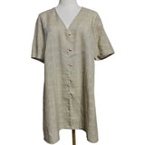 ANN HARVEY Womens Beige Short Sleeve Embroidered Button Front Blouse Top Size 16