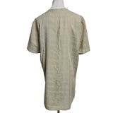 ANN HARVEY Womens Beige Short Sleeve Embroidered Button Front Blouse Top Size 16