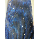 Principles Blue Metallic Glitter Plisse Maxi Dress Long Sleeve Belted Size 8