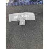 Principles Blue Metallic Glitter Plisse Maxi Dress Long Sleeve Belted Size 8