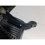Womens Black Chevron Quilted Chain Crossbody Bag