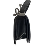 Womens Black Chevron Quilted Chain Crossbody Bag