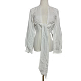 REISS White Tie Front Long Sleeve Crop Blouse Top Size 6
