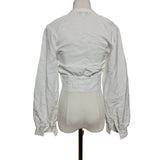 REISS White Tie Front Long Sleeve Crop Blouse Top Size 6