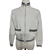 MAJE Cream Sequined Zip Up Knitted Cardigan / Jacket Size 8