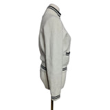 MAJE Cream Sequined Zip Up Knitted Cardigan / Jacket Size 8