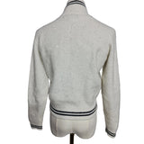 MAJE Cream Sequined Zip Up Knitted Cardigan / Jacket Size 8
