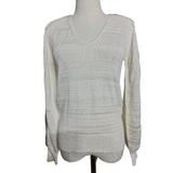 REISS Womens Cream Metallic V-Neck Jumper  Knitwear Shimmer Long Sleeve Top Size S