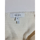 REISS Womens Cream Metallic V-Neck Jumper  Knitwear Shimmer Long Sleeve Top Size S