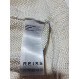 REISS Womens Cream Metallic V-Neck Jumper  Knitwear Shimmer Long Sleeve Top Size S