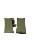 Oh Polly Womens Olive Green Square Toe Sculptural Block Heel Mules Sandals Size 3